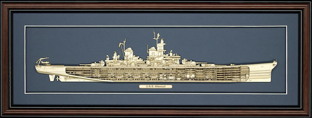 Wood Cutaway Model of USS Missouri (BB-63)